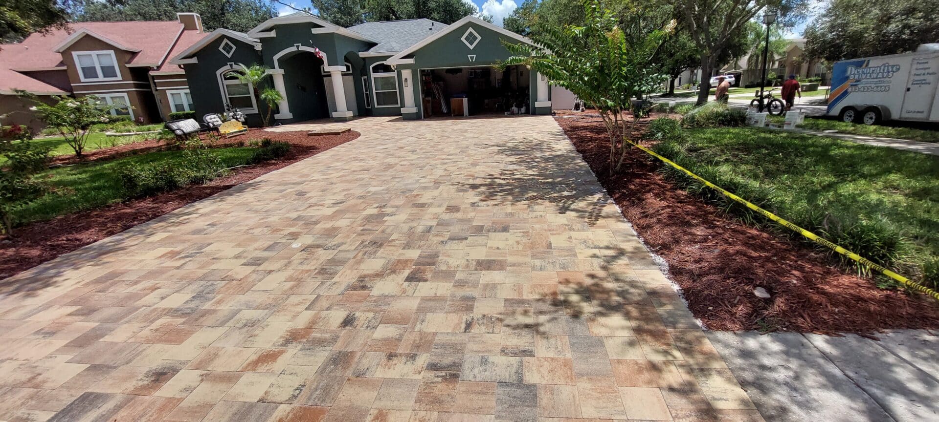 Tan brick paver driveway in Tampa, FL Tan brick paver driveway in Tampa, FL