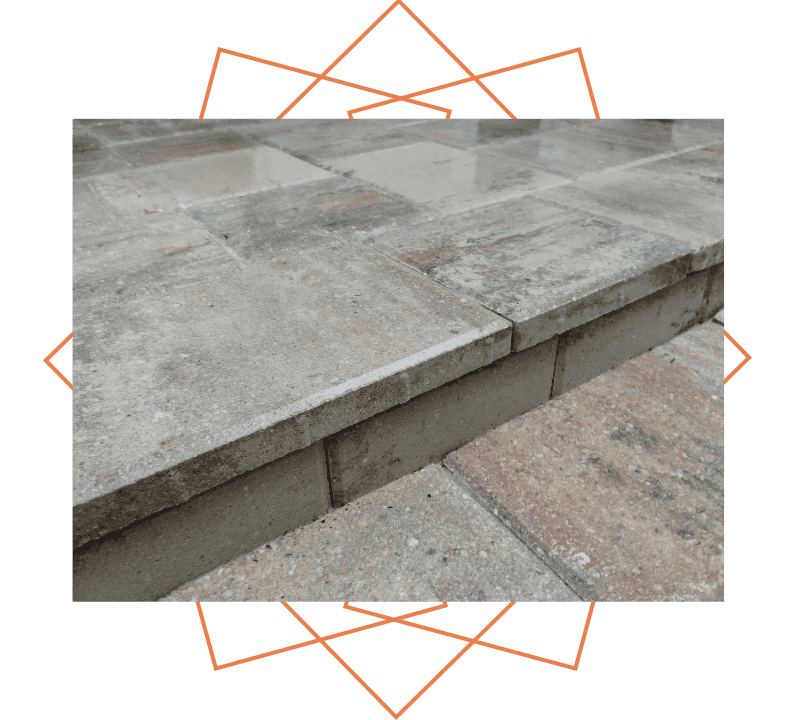 Close up of brick paver step