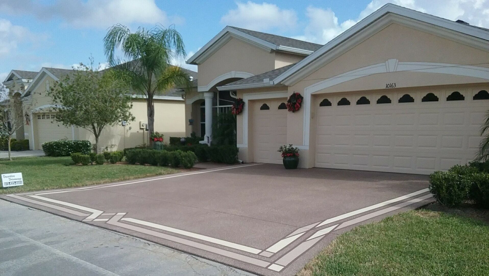 painted driveway with double border