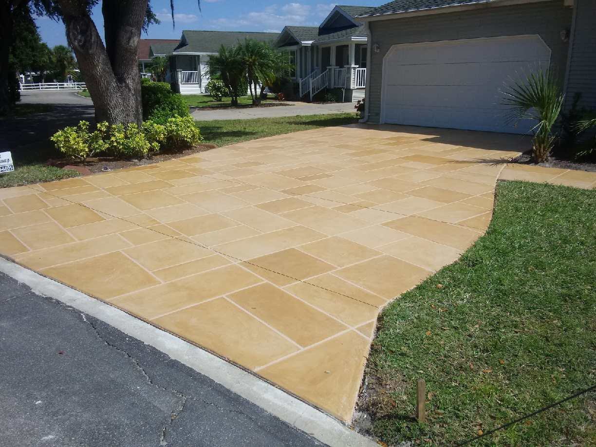 faux stone driveway beige