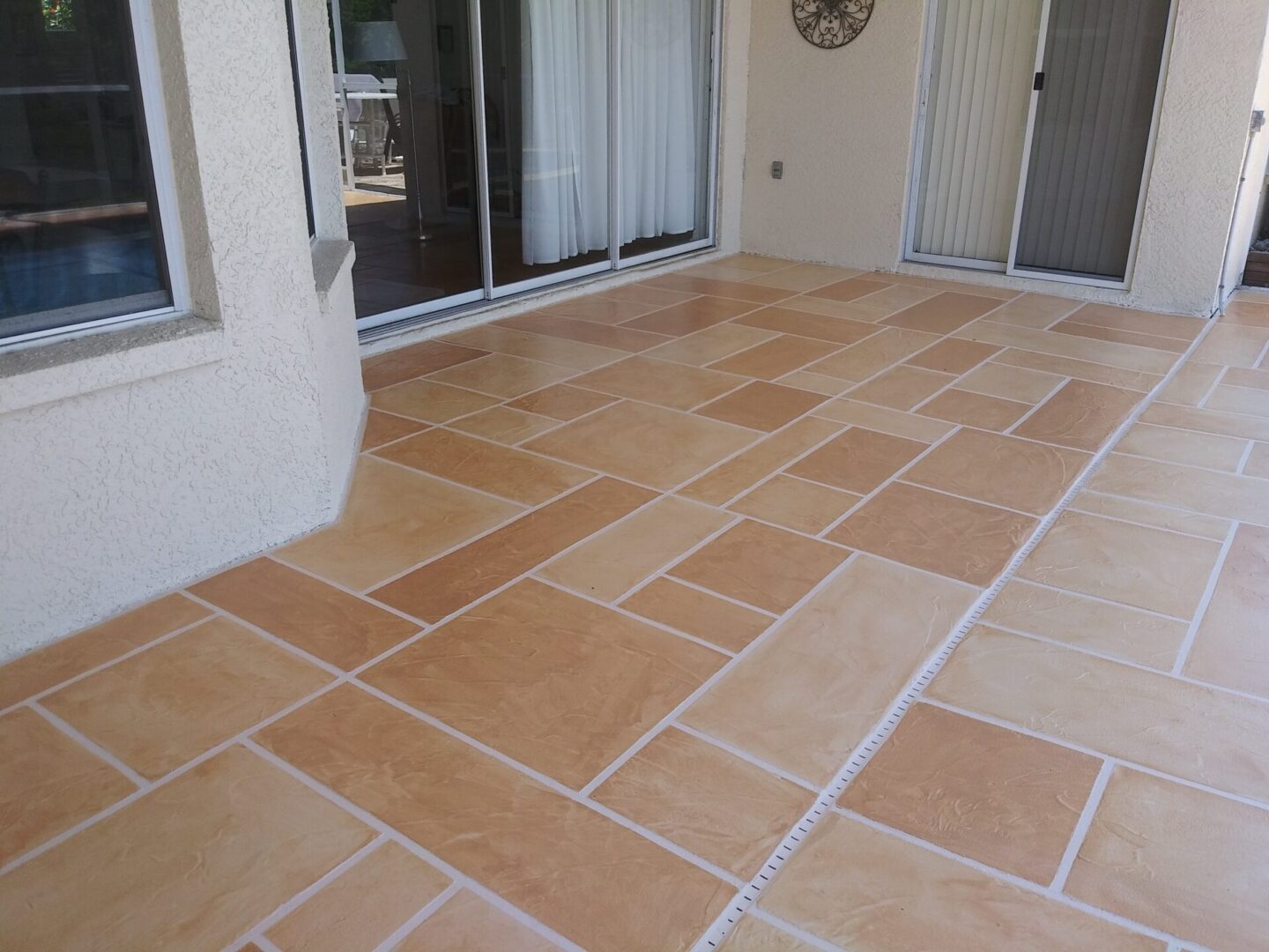 orange beige patio floor