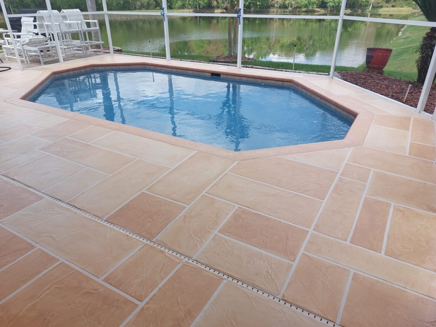 painted pool deck stone look