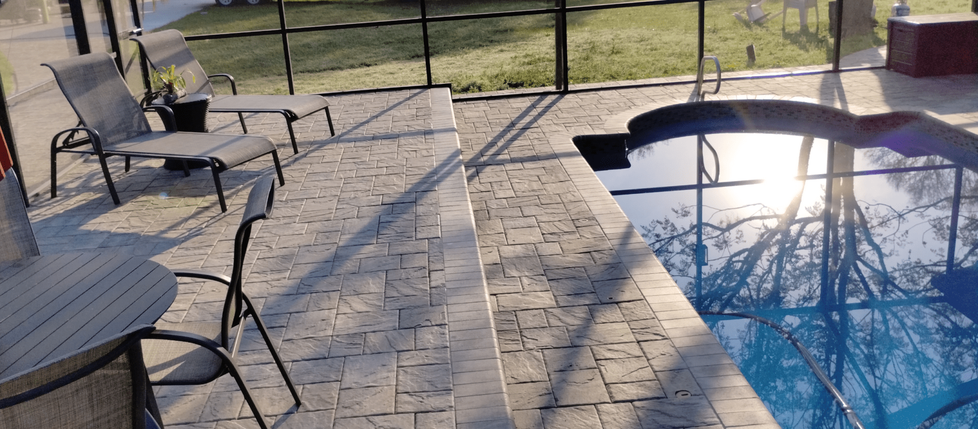 Brick Paver patio with Pool with coping