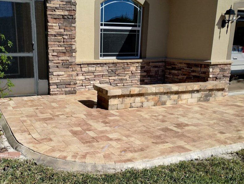 Entryway with decorative wall Pavers San Antonio FL